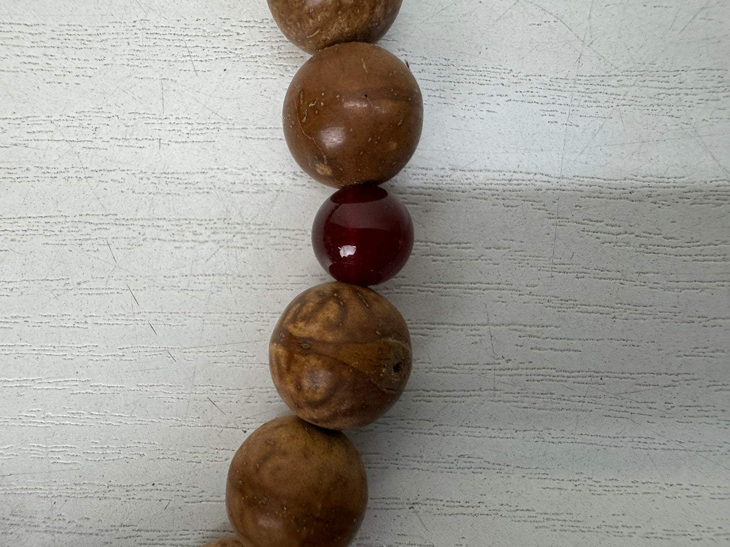 Y10648 JUZU Bodhi tree wood Agate box Japan antique Buddhist Prayer Beads rosary