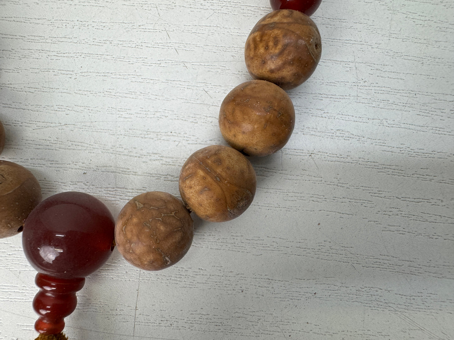 Y10648 JUZU Bodhi tree wood Agate box Japan antique Buddhist Prayer Beads rosary