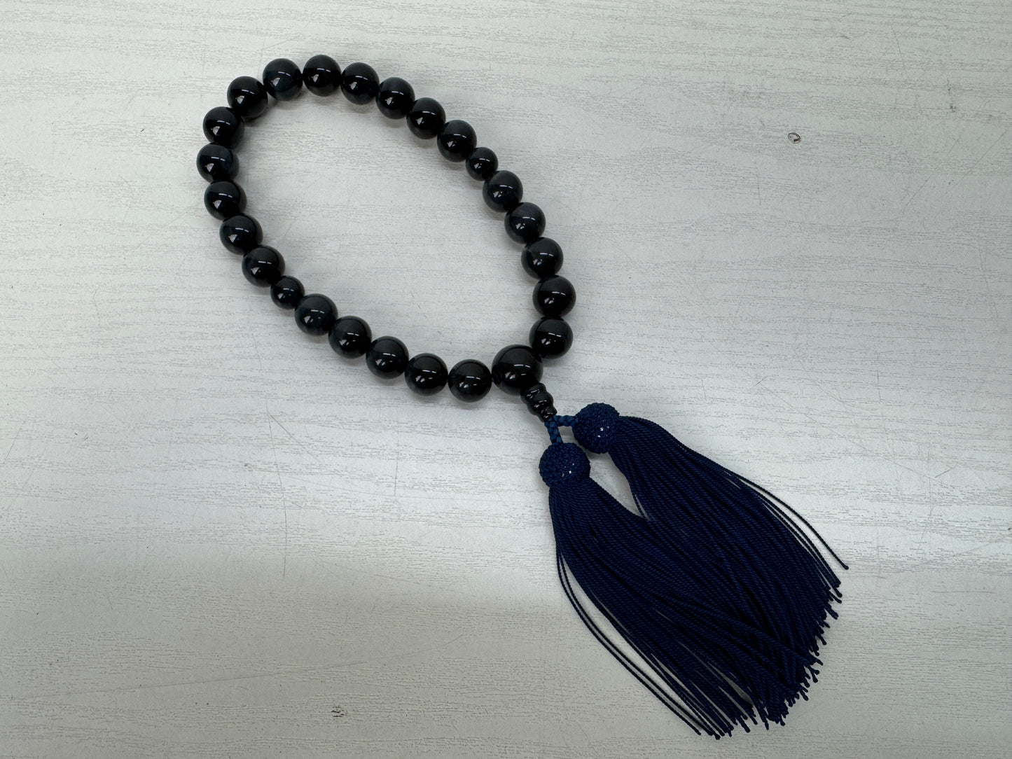 Y10649 JUZU Blue Tiger's eye box Japan antique Buddhist Prayer Beads rosary