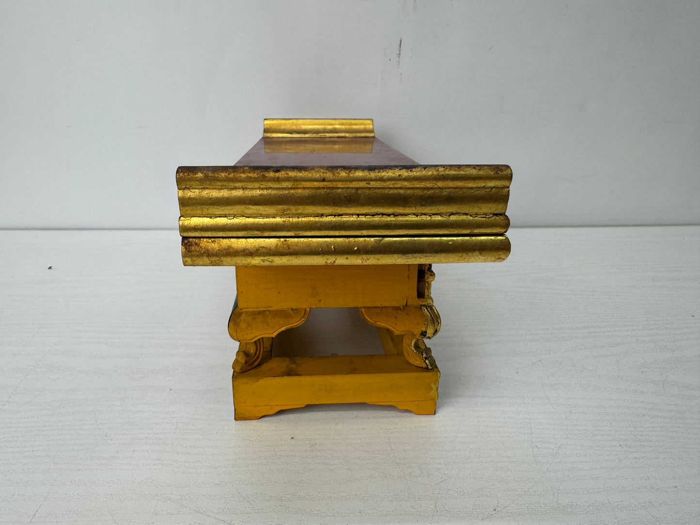 Y10651 Buddhist Altar gold Makie Sutra desk table metal fittings Japan antique