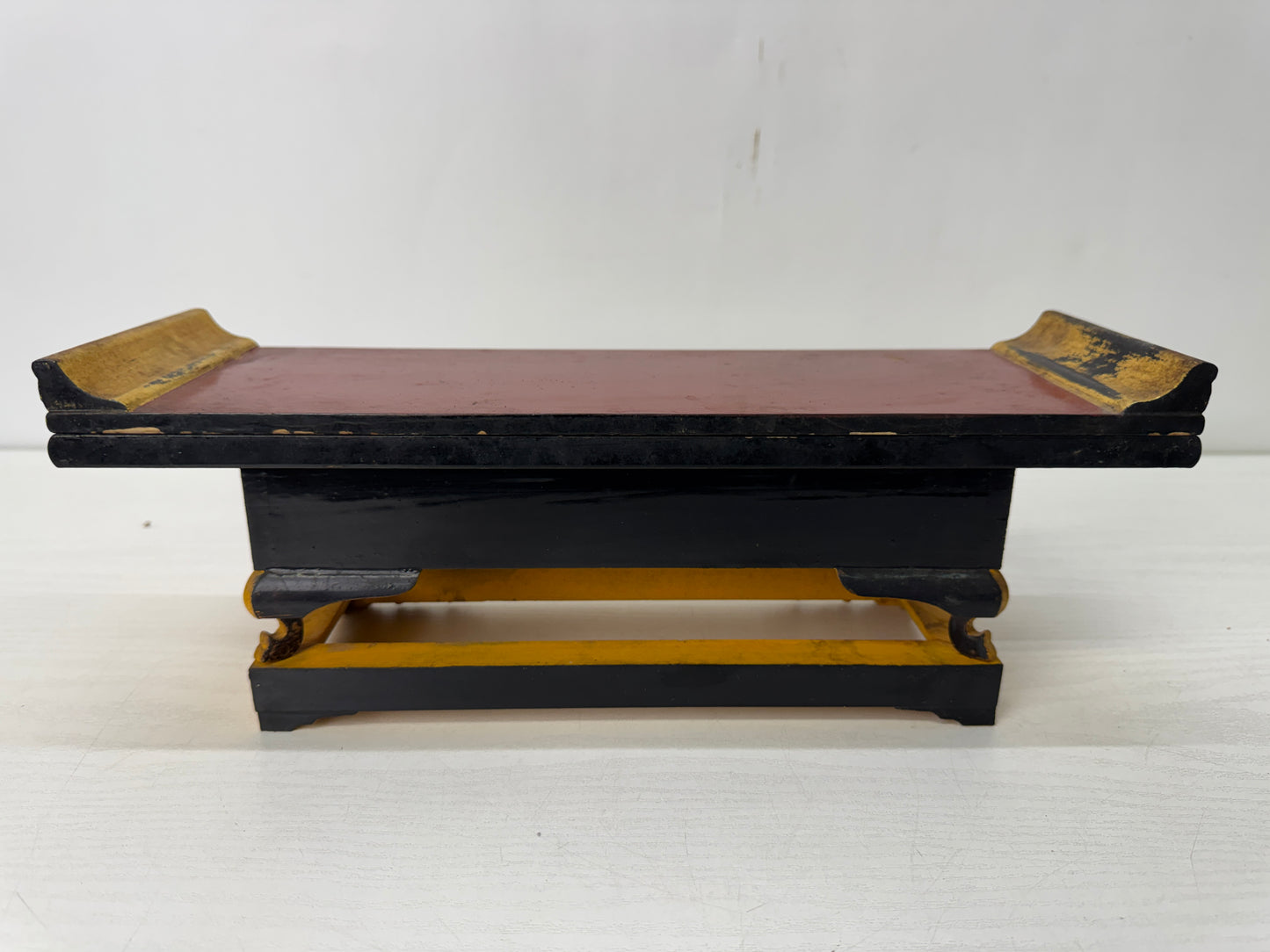 Y10651 Buddhist Altar gold Makie Sutra desk table metal fittings Japan antique