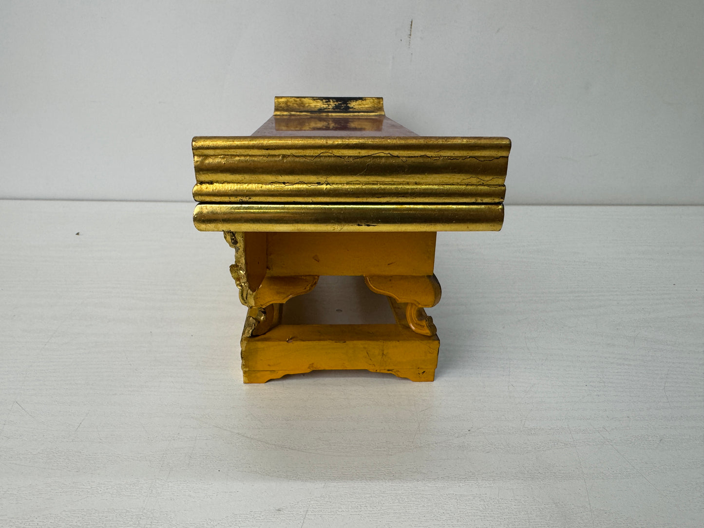 Y10651 Buddhist Altar gold Makie Sutra desk table metal fittings Japan antique