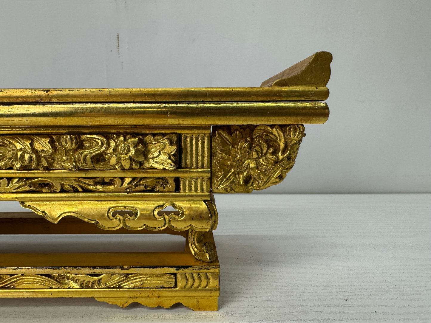 Y10651 Buddhist Altar gold Makie Sutra desk table metal fittings Japan antique