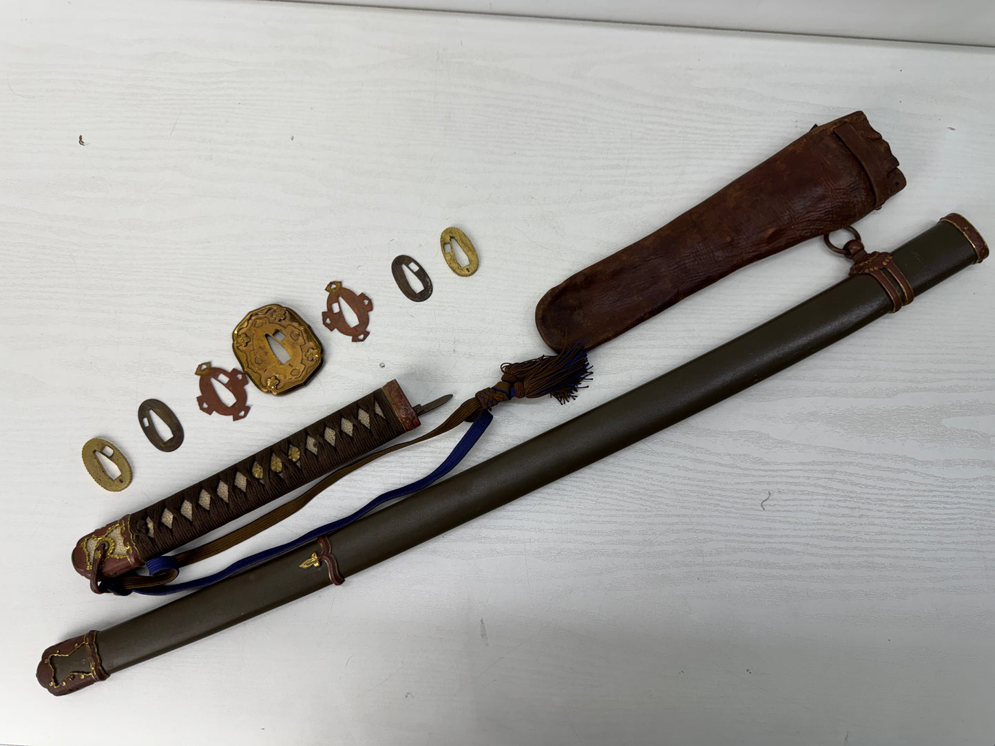 Y10653 Imperial Japan Army MIlitary sword mounting Leather case Japan WW2