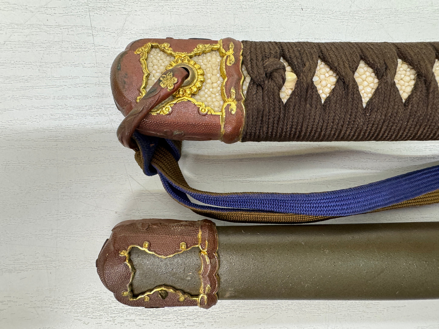 Y10653 Imperial Japan Army MIlitary sword mounting Leather case Japan WW2