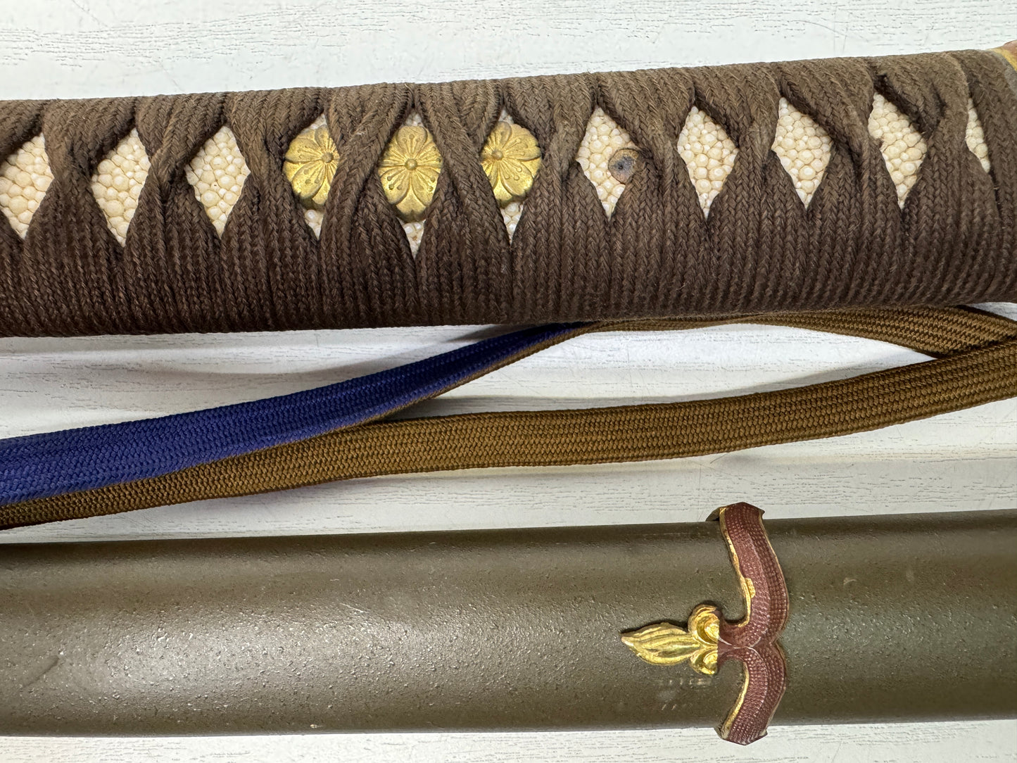Y10653 Imperial Japan Army MIlitary sword mounting Leather case Japan WW2