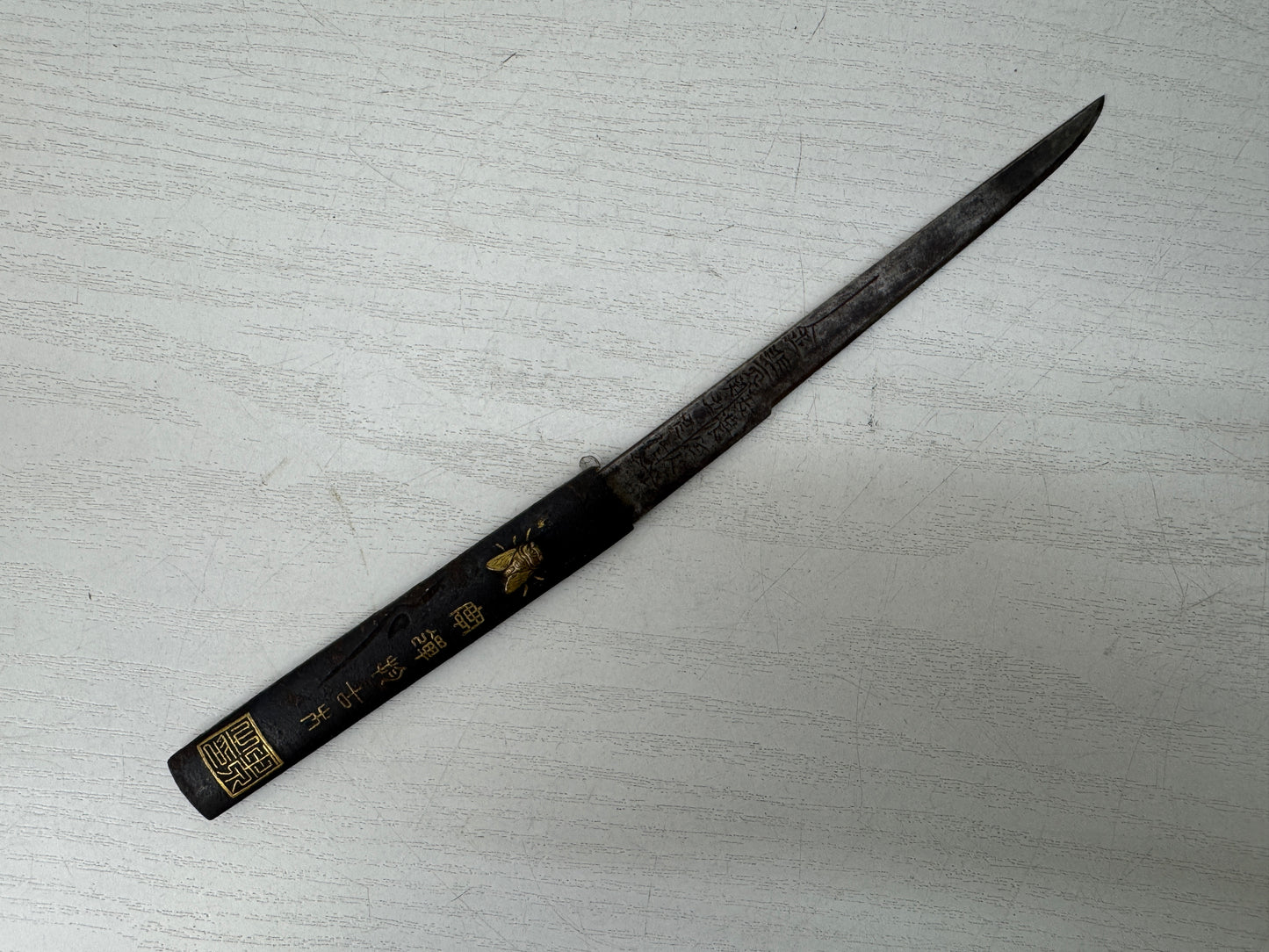 Y10656 TSUKA small sword fittings signed Japan antique Koshirae Katana samurai