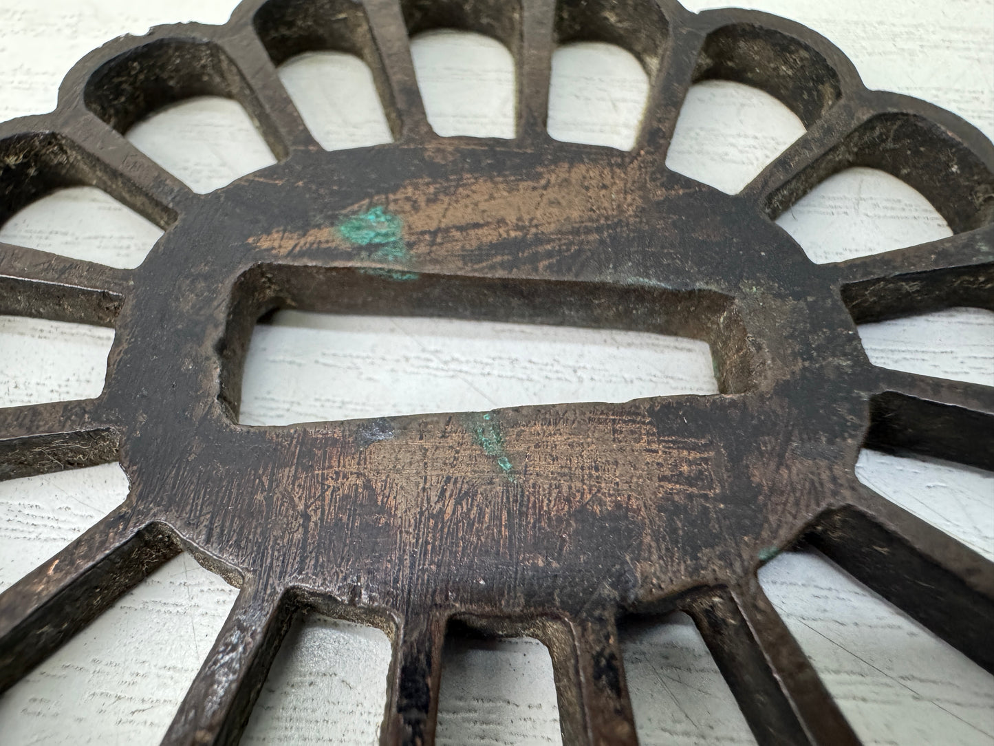 Y10659 TSUBA Copper sword guard Chrysanthemum openwork Japan antique samurai