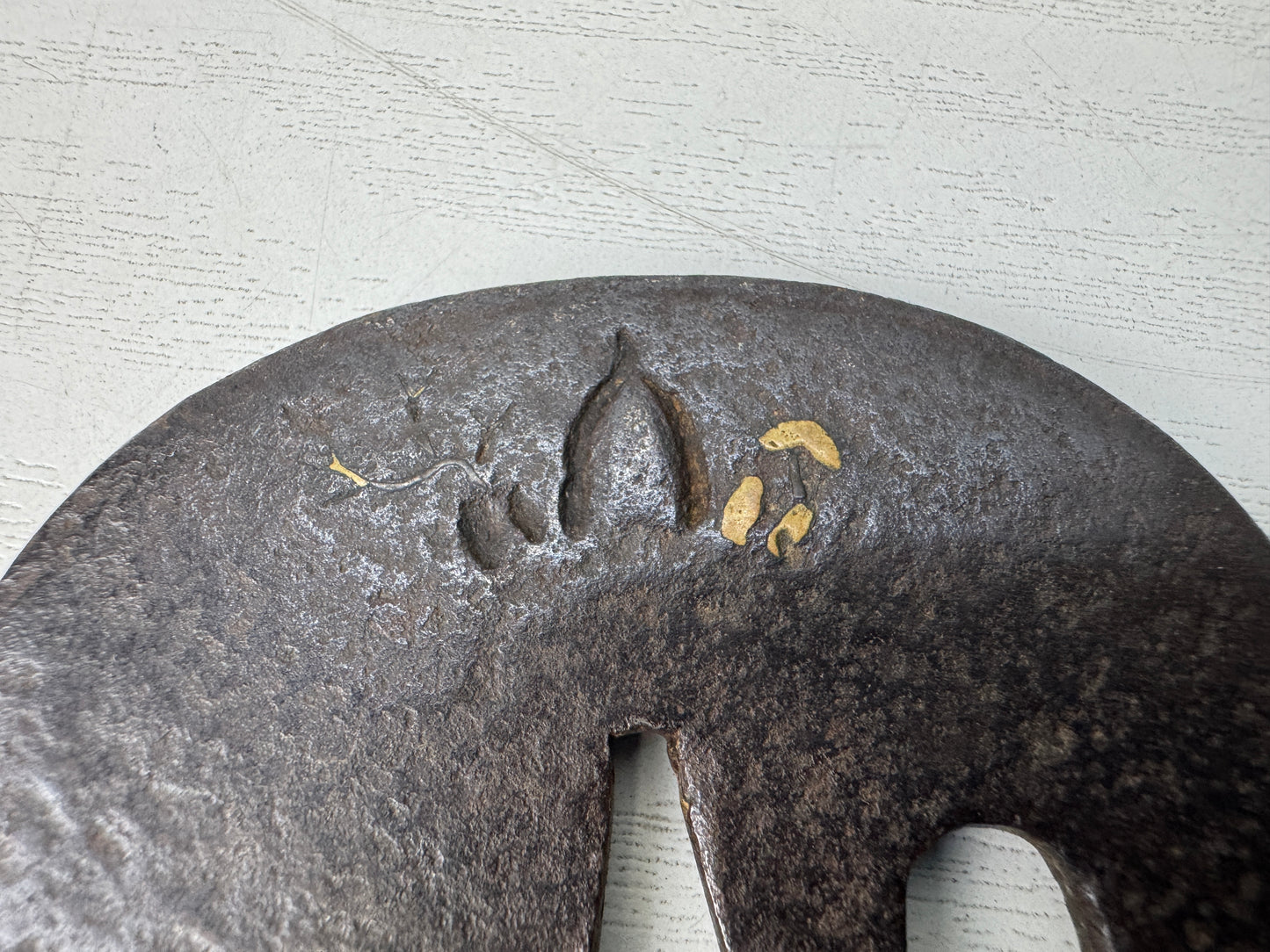 Y10660 TSUBA Iron sword guard Inlay Japan antique samurai katana koshirae bushi