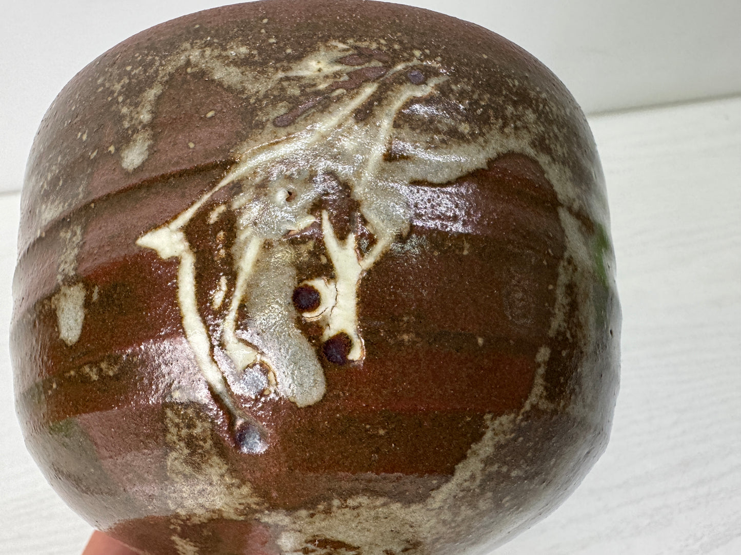 Y10663 CHAWAN Akahada-ware bowl Deer box Japan antique tea ceremony pottery cup