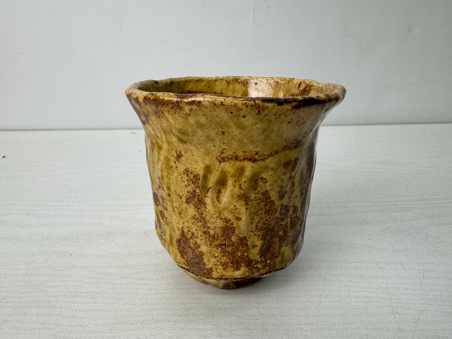 Y10664 CHAWAN Kiseto-ware tube kintsugi signed box Japan antique tea ceremony