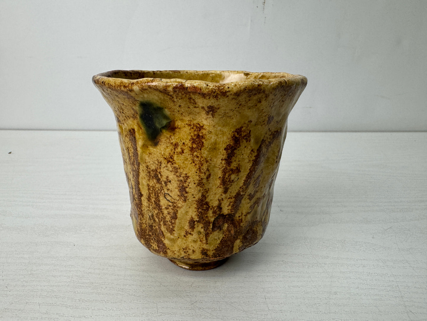 Y10664 CHAWAN Kiseto-ware tube kintsugi signed box Japan antique tea ceremony