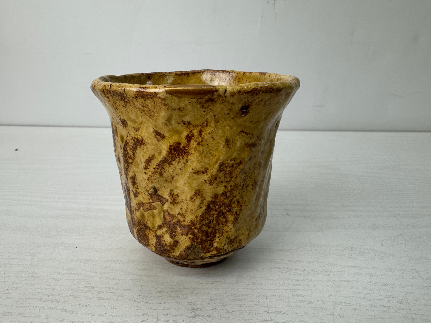 Y10664 CHAWAN Kiseto-ware tube kintsugi signed box Japan antique tea ceremony