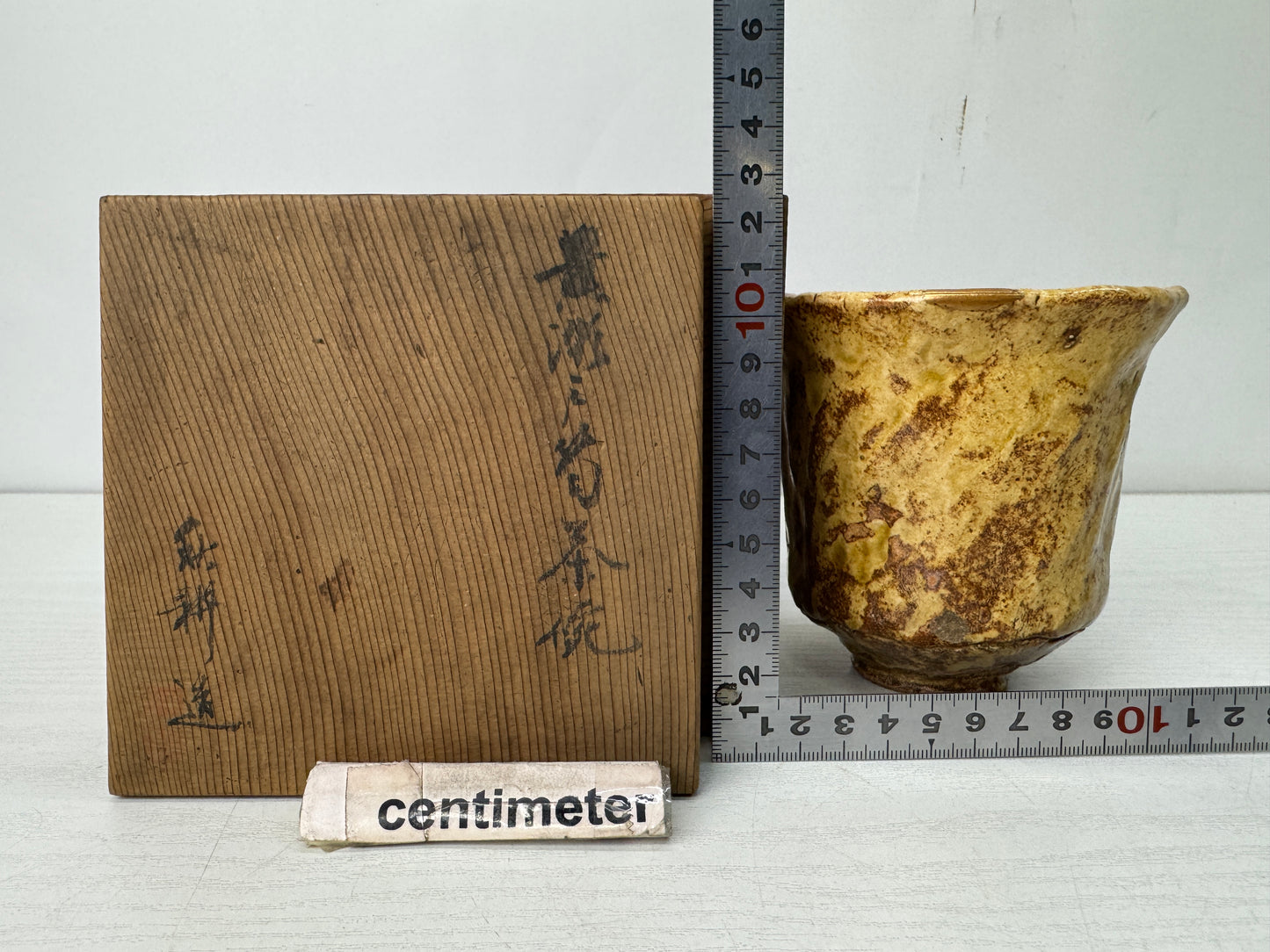 Y10664 CHAWAN Kiseto-ware tube kintsugi signed box Japan antique tea ceremony