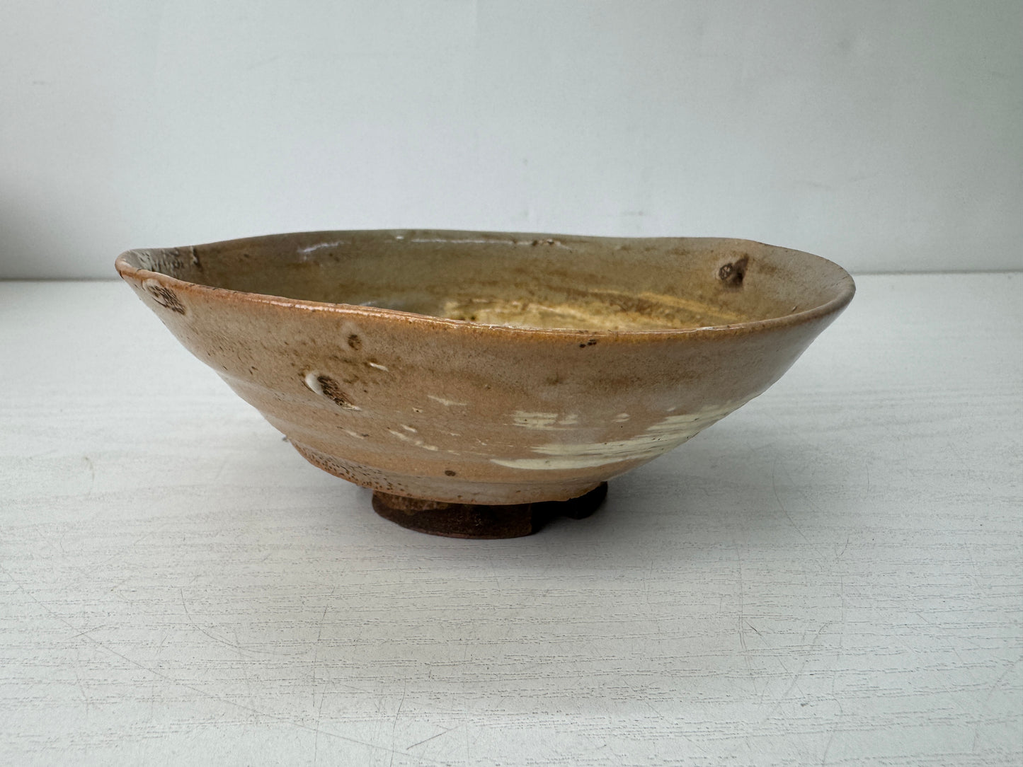 Y10665 CHAWAN Hakeme brushmark bowl box Japan antique tea ceremony pottery cup