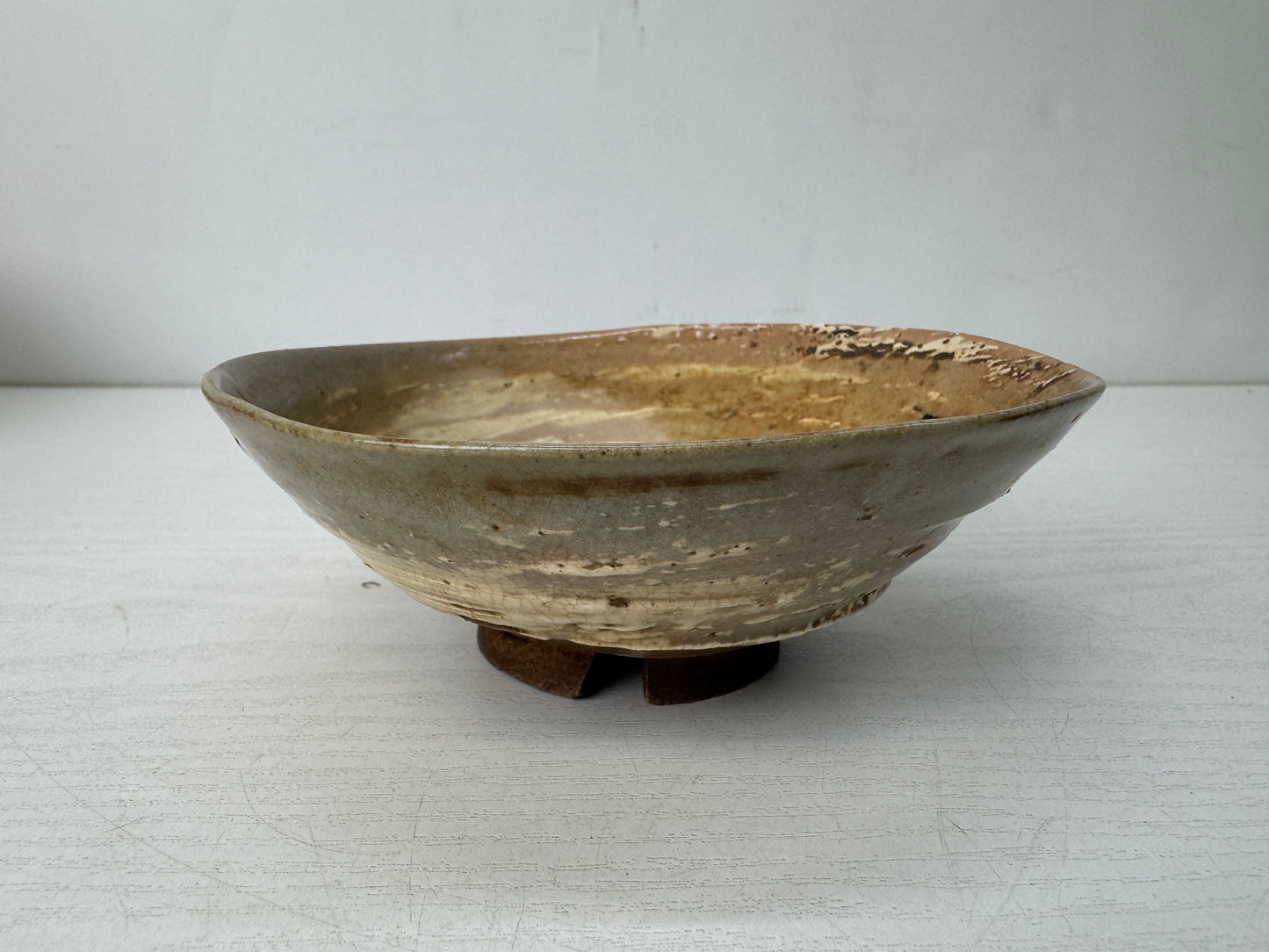 Y10665 CHAWAN Hakeme brushmark bowl box Japan antique tea ceremony pottery cup
