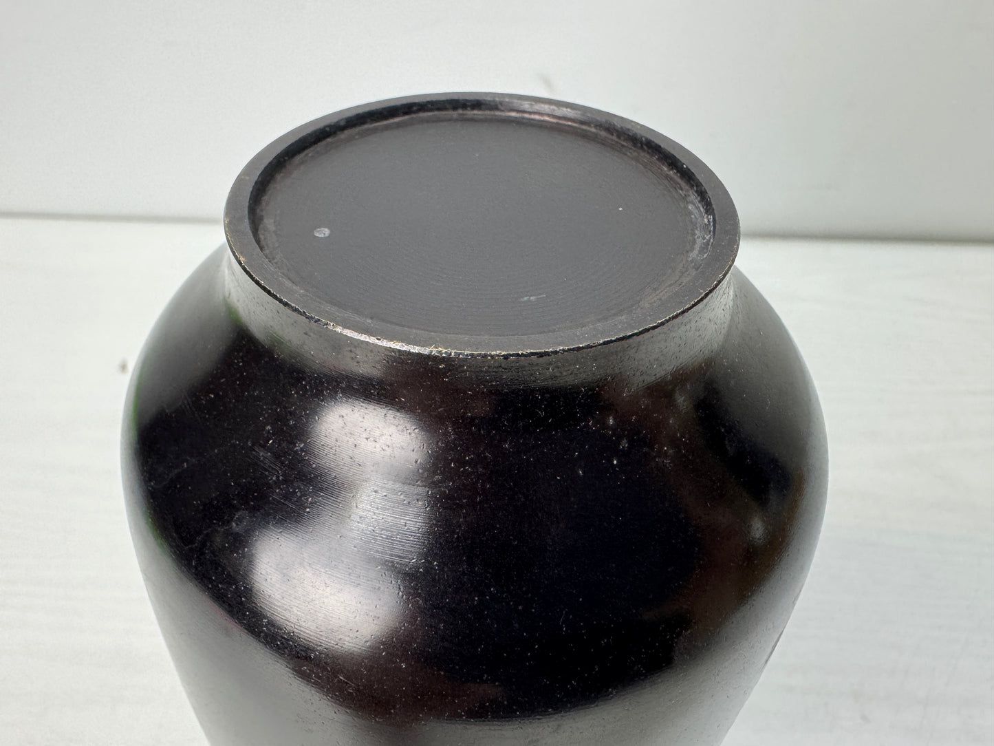 Y10668 FLOWER VASE Copper spiral inlay signed box Japan antique ikebana floral