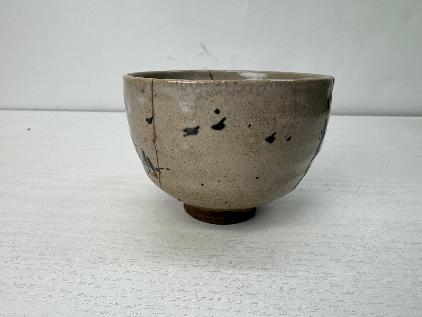 Y10669 CHAWAN Kyo-ware kintsugi bowl signed box Japan antique tea ceremony