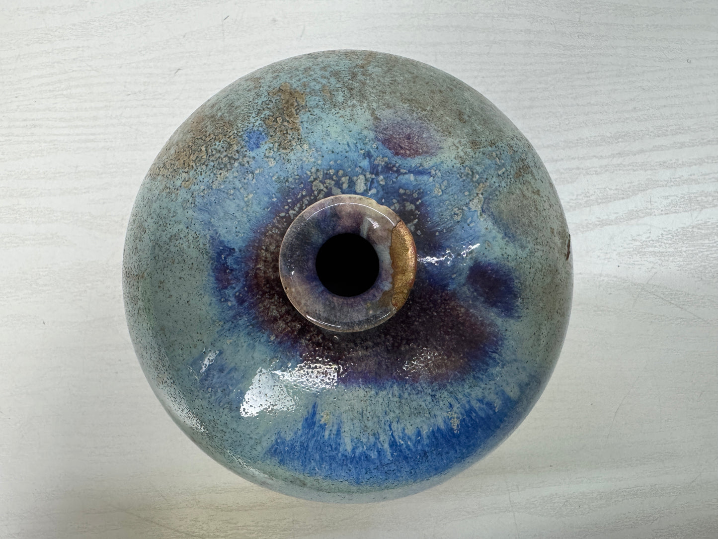 Y10672 FLOWER VASE Seto-ware round single bud box kintsugi Japan antique ikebana