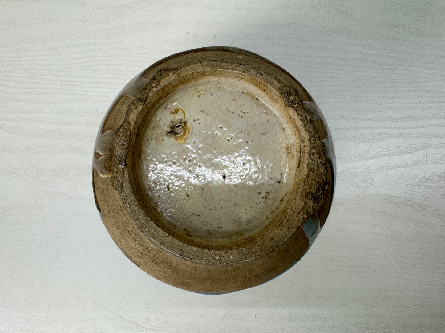 Y10672 FLOWER VASE Seto-ware round single bud box kintsugi Japan antique ikebana