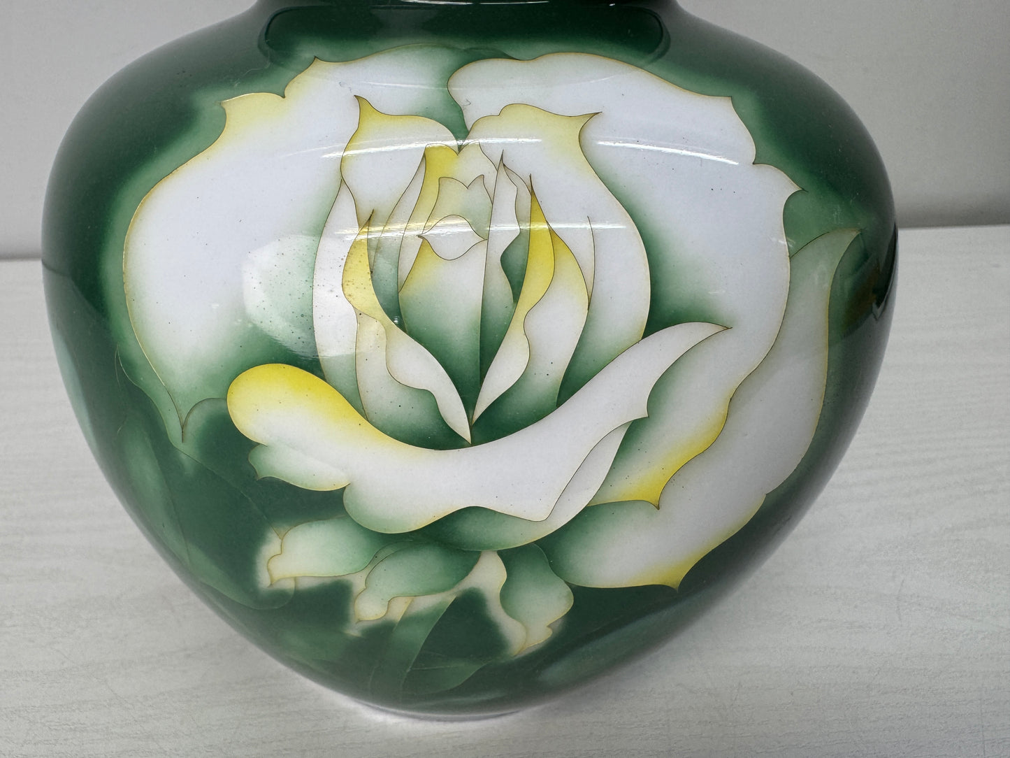 Y10673 FLOWER VASE Ando Cloisonne signed box Japan antique ikebana floral decor