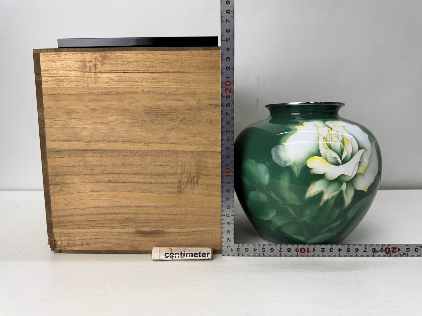 Y10673 FLOWER VASE Ando Cloisonne signed box Japan antique ikebana floral decor
