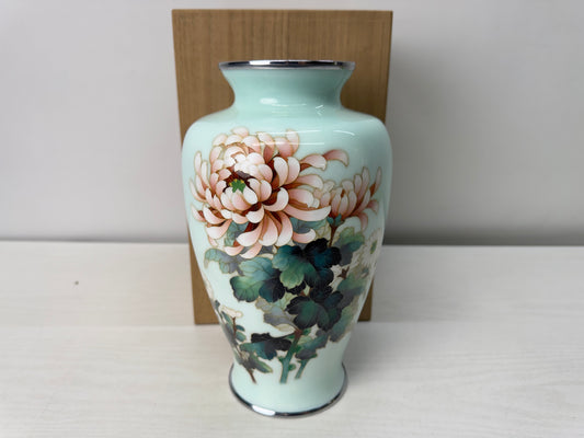 Y10674 FLOWER VASE Ando Cloisonne signed box Japan antique ikebana floral decor