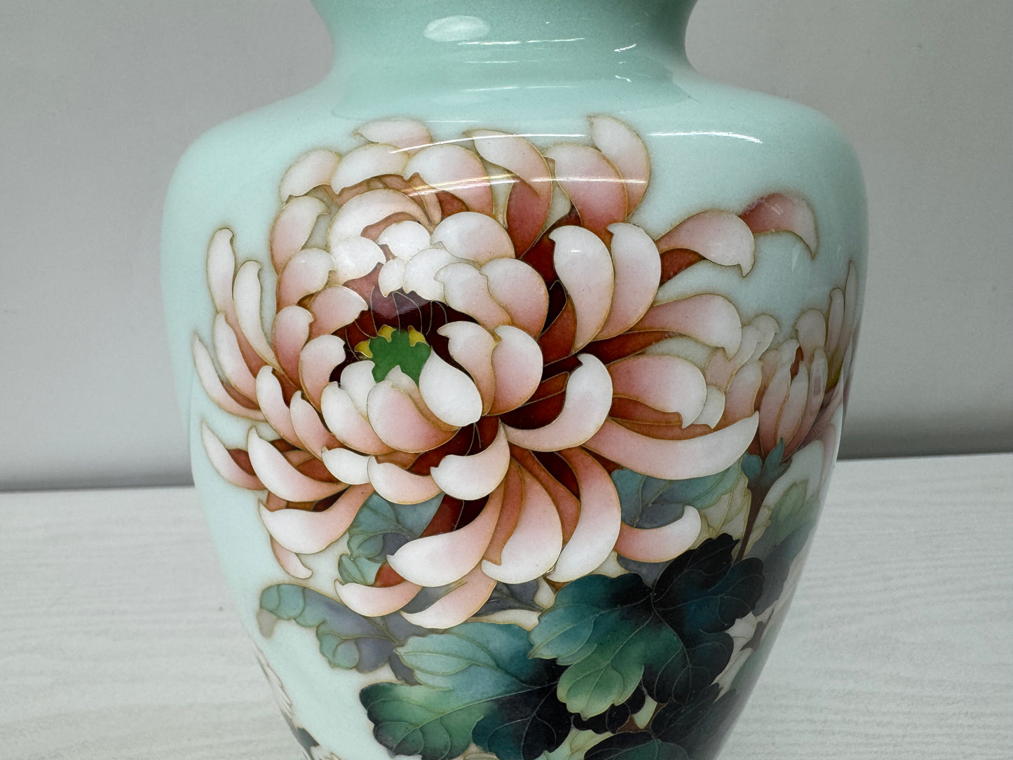 Y10674 FLOWER VASE Ando Cloisonne signed box Japan antique ikebana floral decor