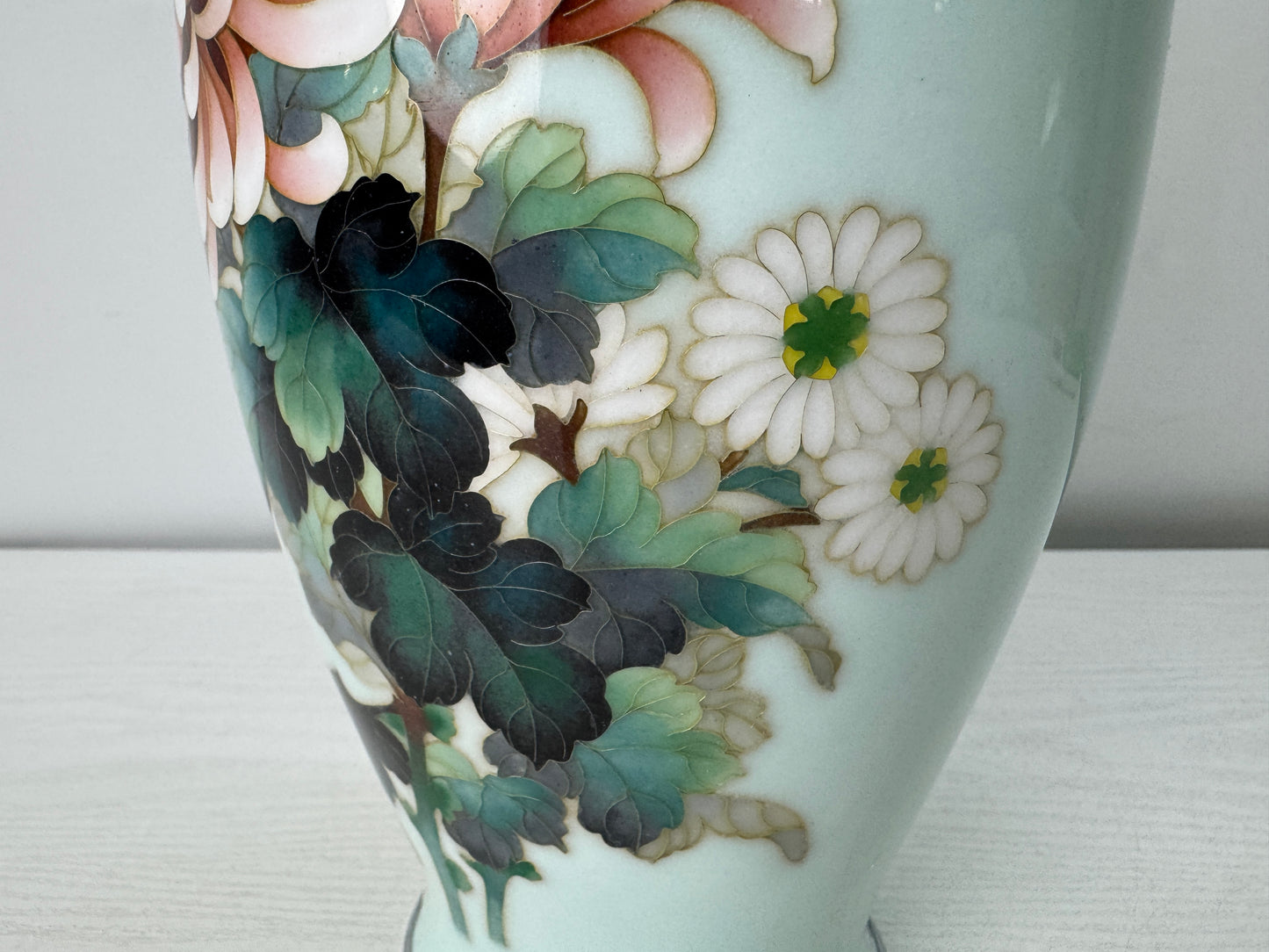 Y10674 FLOWER VASE Ando Cloisonne signed box Japan antique ikebana floral decor