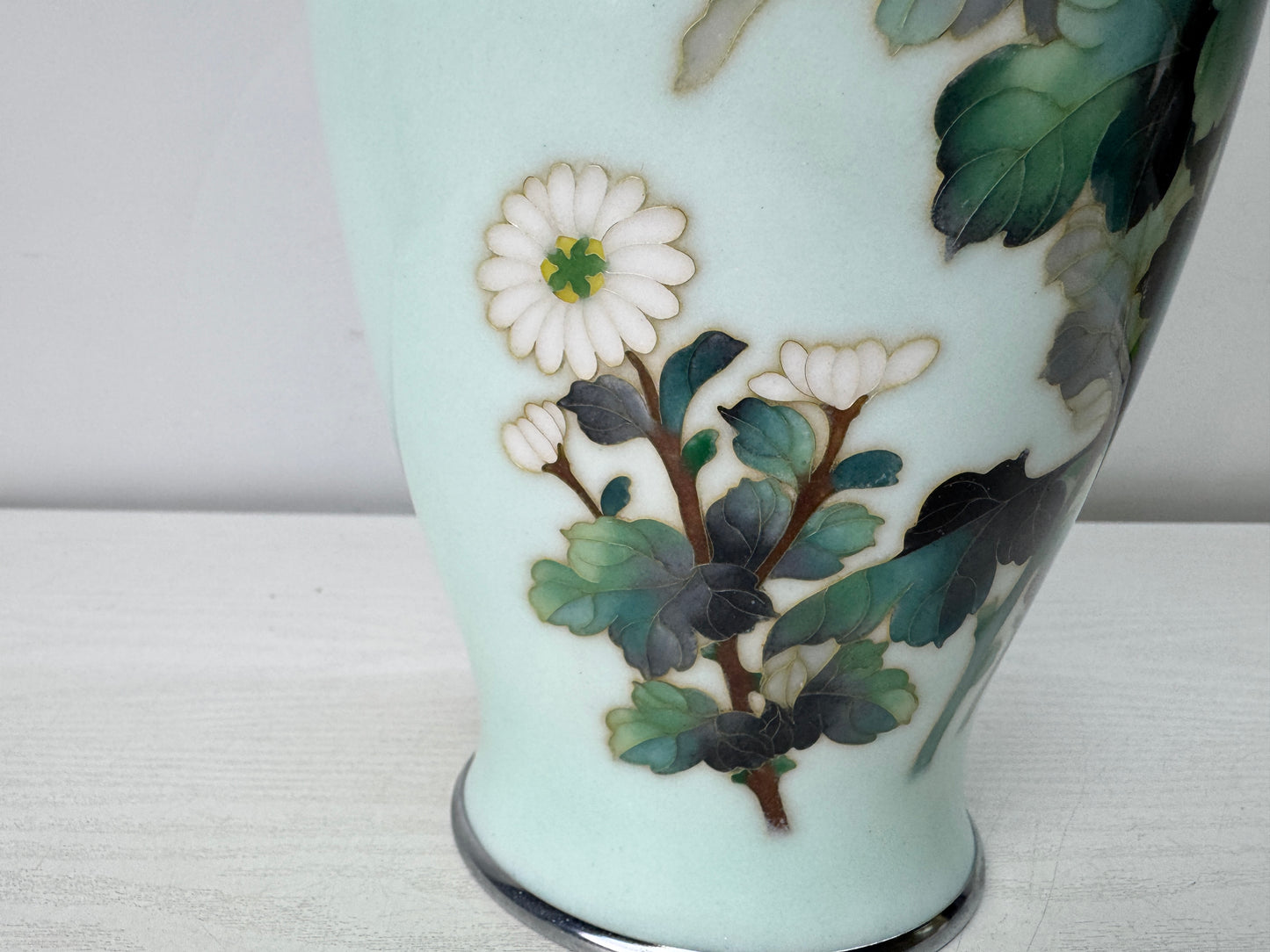 Y10674 FLOWER VASE Ando Cloisonne signed box Japan antique ikebana floral decor