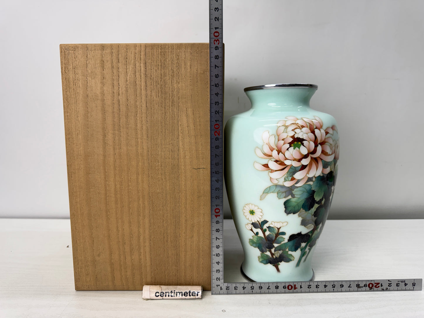 Y10674 FLOWER VASE Ando Cloisonne signed box Japan antique ikebana floral decor