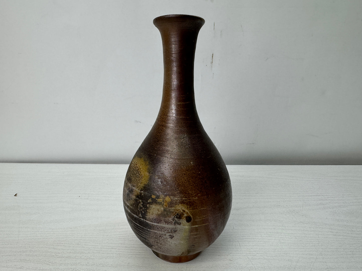 Y10675 FLOWER VASE Bizen-ware signed box Japan antique ikebana floral interior
