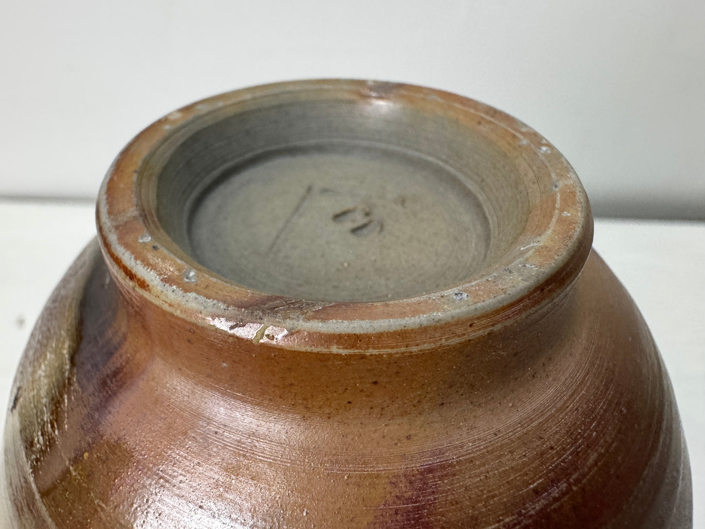 Y10675 FLOWER VASE Bizen-ware signed box Japan antique ikebana floral interior