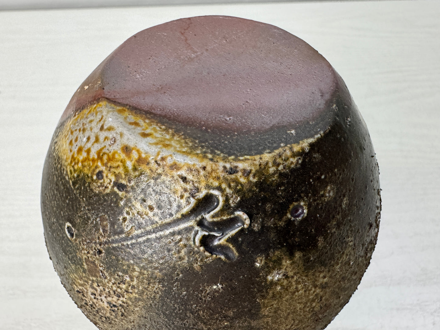 Y10676 CHOUSHI Bizen-ware Tokkuri Sake bottle signed box Japan antique container