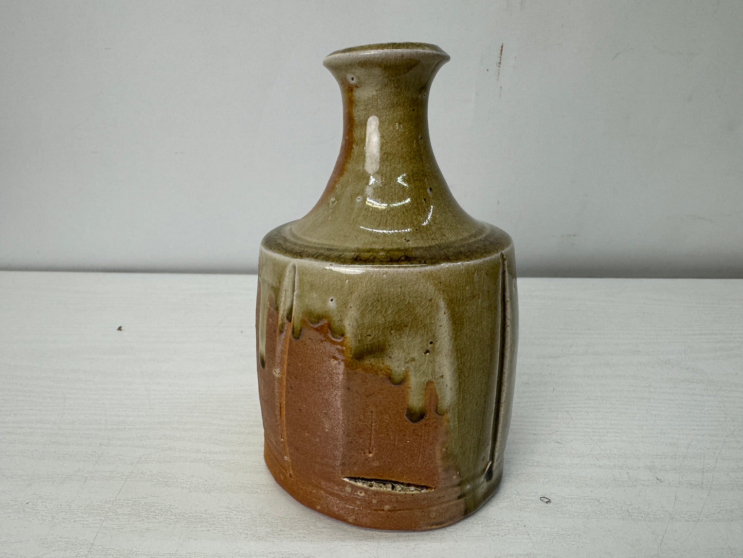 Y10677 FLOWER VASE Iga-ware signed box Japan antique ikebana floral arrangement