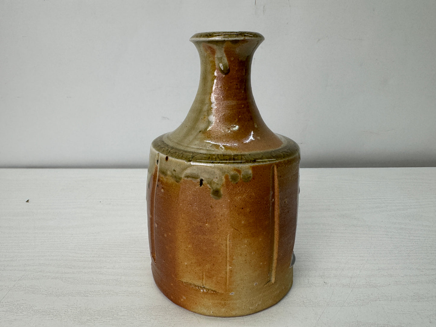 Y10677 FLOWER VASE Iga-ware signed box Japan antique ikebana floral arrangement
