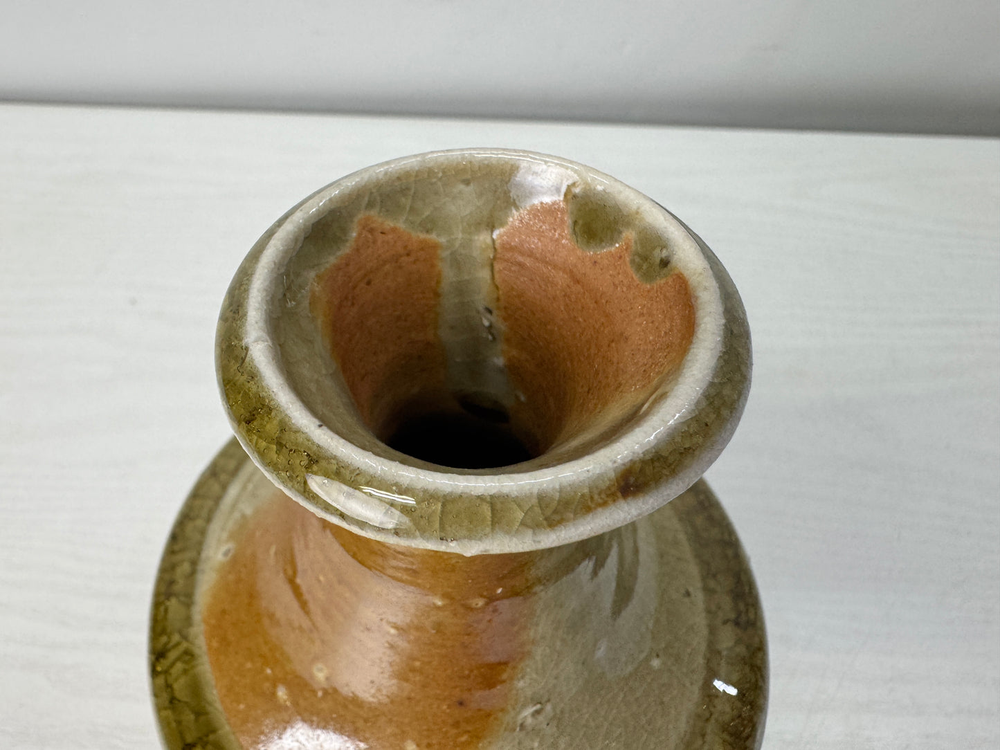 Y10677 FLOWER VASE Iga-ware signed box Japan antique ikebana floral arrangement
