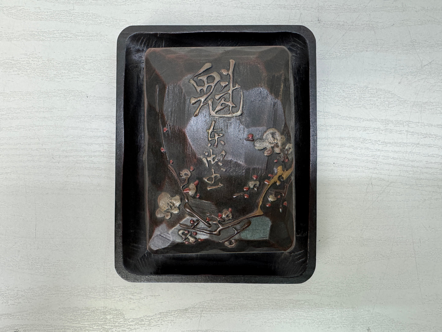Y10679 BOX Makie small accessory case signed stand Japan antique container