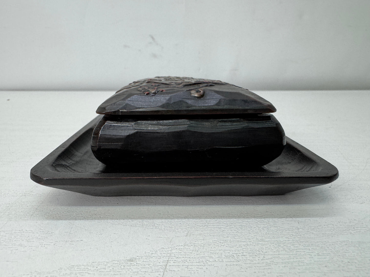 Y10679 BOX Makie small accessory case signed stand Japan antique container