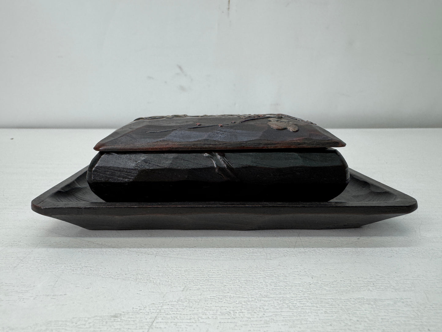 Y10679 BOX Makie small accessory case signed stand Japan antique container