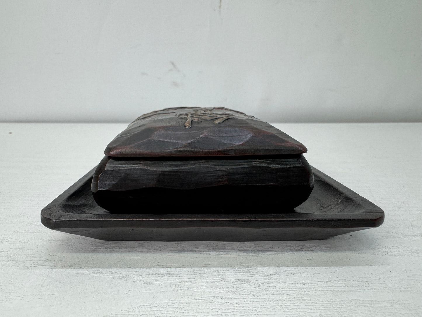Y10679 BOX Makie small accessory case signed stand Japan antique container