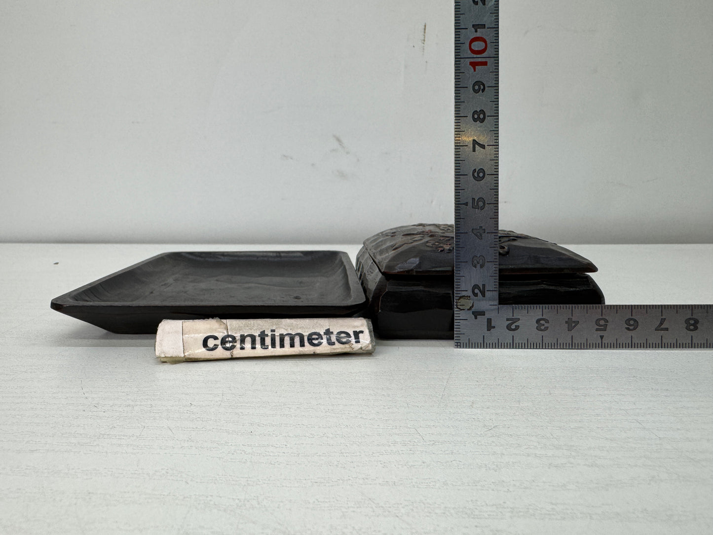 Y10679 BOX Makie small accessory case signed stand Japan antique container