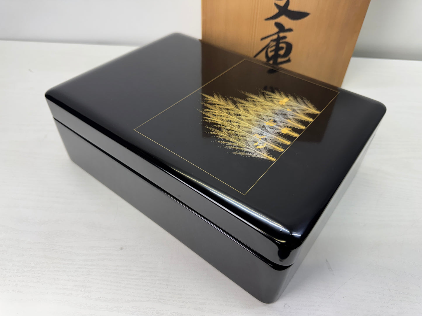 Y10680 BOX Wajima lacquer Makie Document case signed Chinkin Japan antique