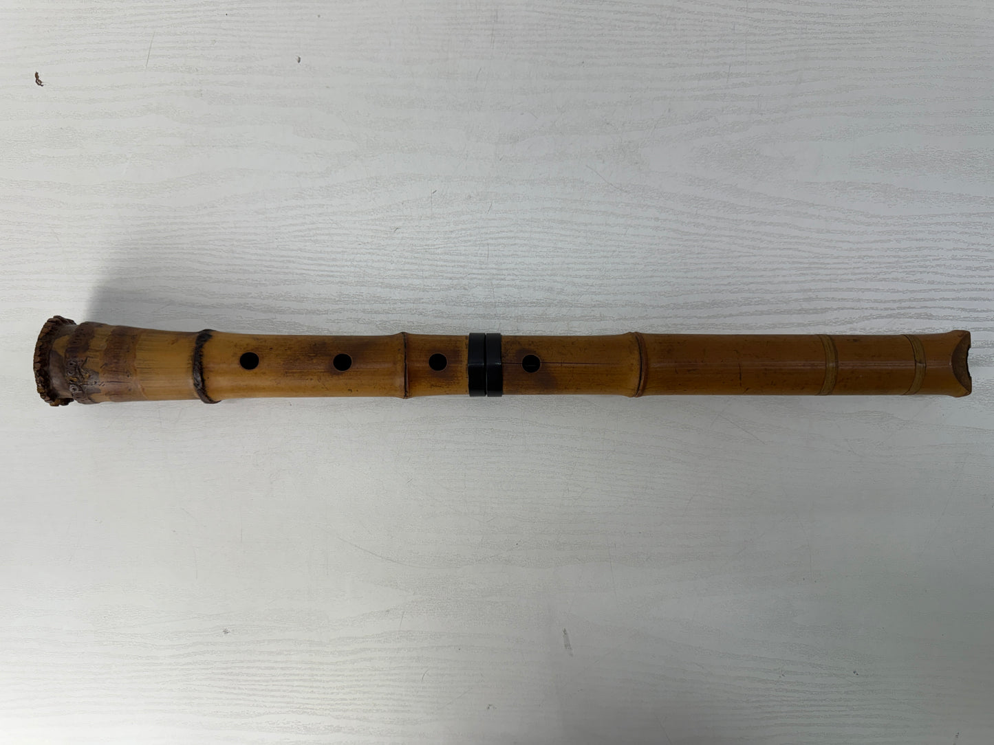 Y10681 SHAKUHACHI Bamboo flute Tozan style 2-piece signed Japan antique music
