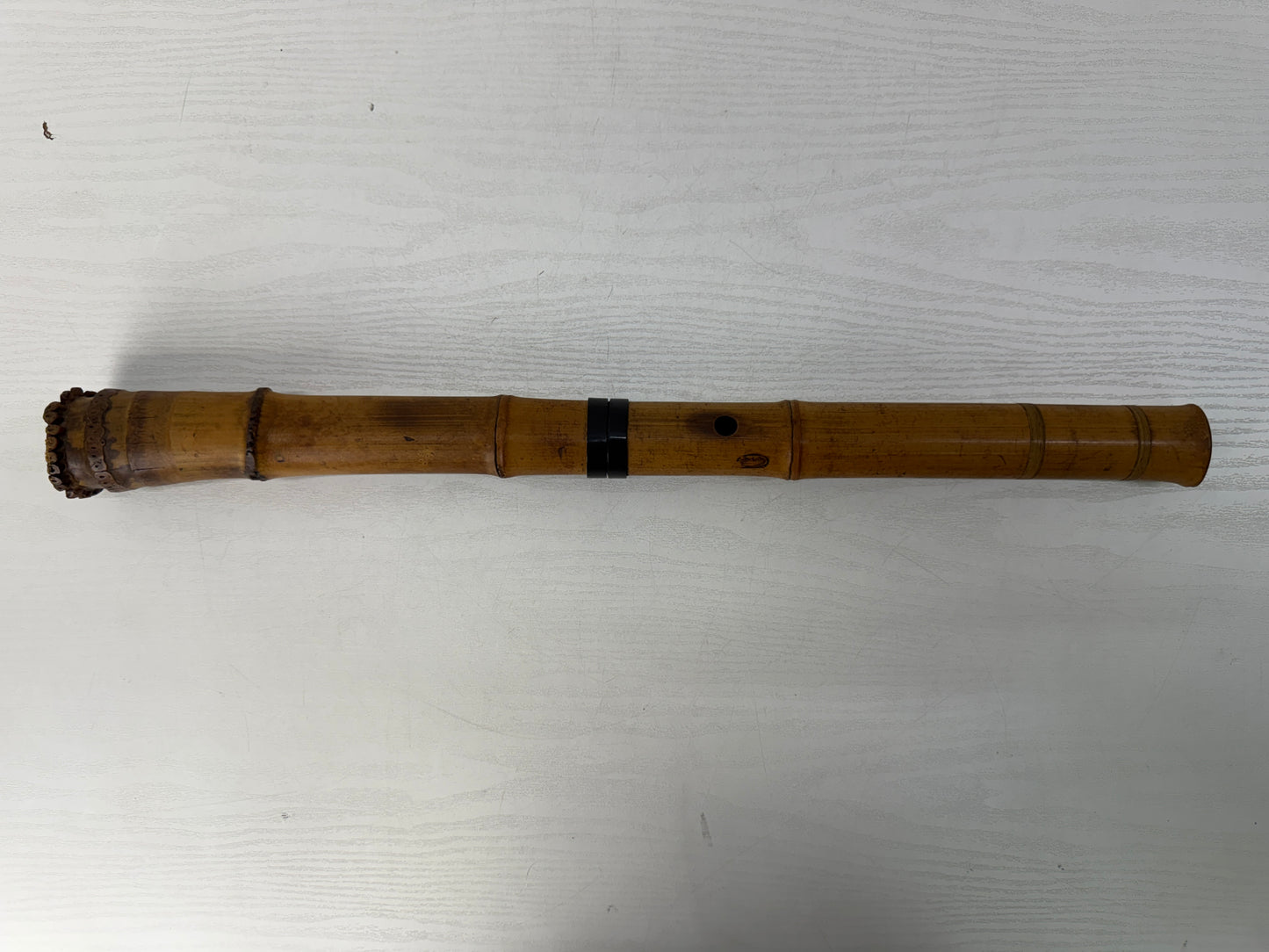 Y10681 SHAKUHACHI Bamboo flute Tozan style 2-piece signed Japan antique music