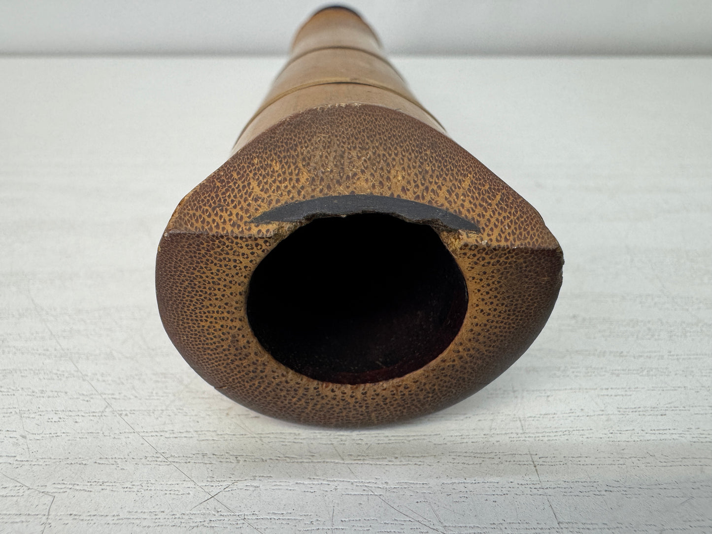 Y10681 SHAKUHACHI Bamboo flute Tozan style 2-piece signed Japan antique music