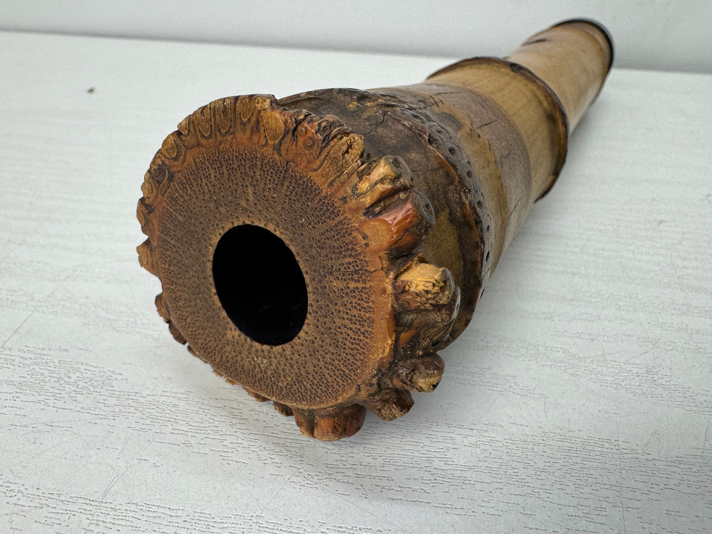 Y10681 SHAKUHACHI Bamboo flute Tozan style 2-piece signed Japan antique music