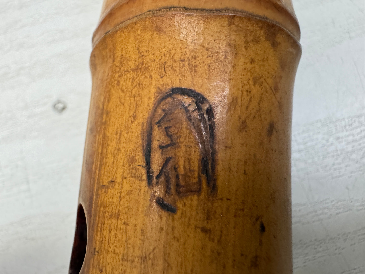 Y10681 SHAKUHACHI Bamboo flute Tozan style 2-piece signed Japan antique music