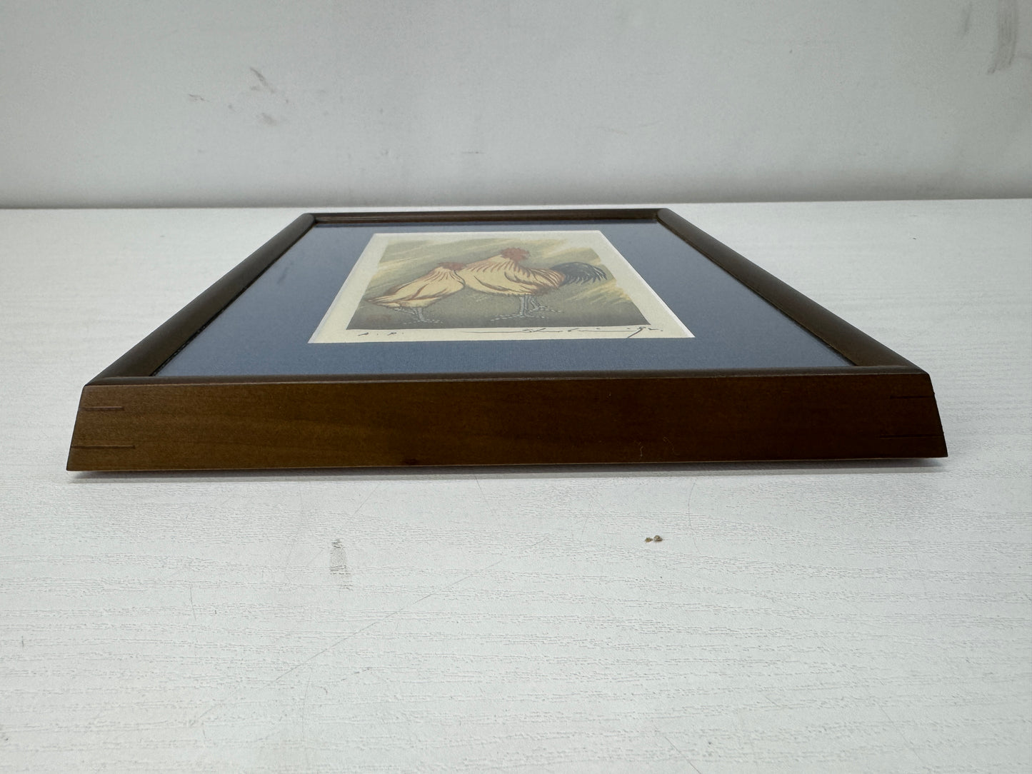 Y10684 WOODBLOCK PRINT Rooster Taki Shusui small frame Japan Ukiyoe art interior