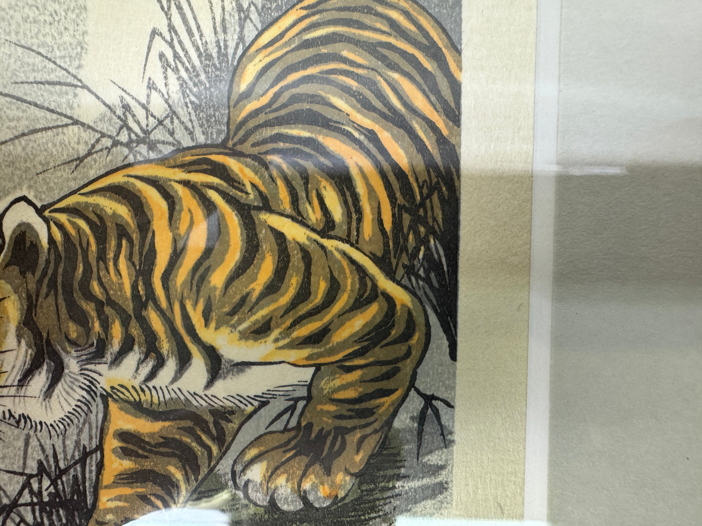 Y10686 WOODBLOCK PRINT Tiger Taki Shusui small frame Japan Ukiyoe art interior